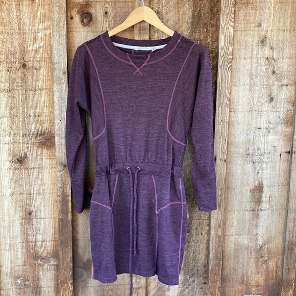 Athleta Purple Give It Your All Drawstring Waist Mini Sweater Dress - Picture 1 of 7